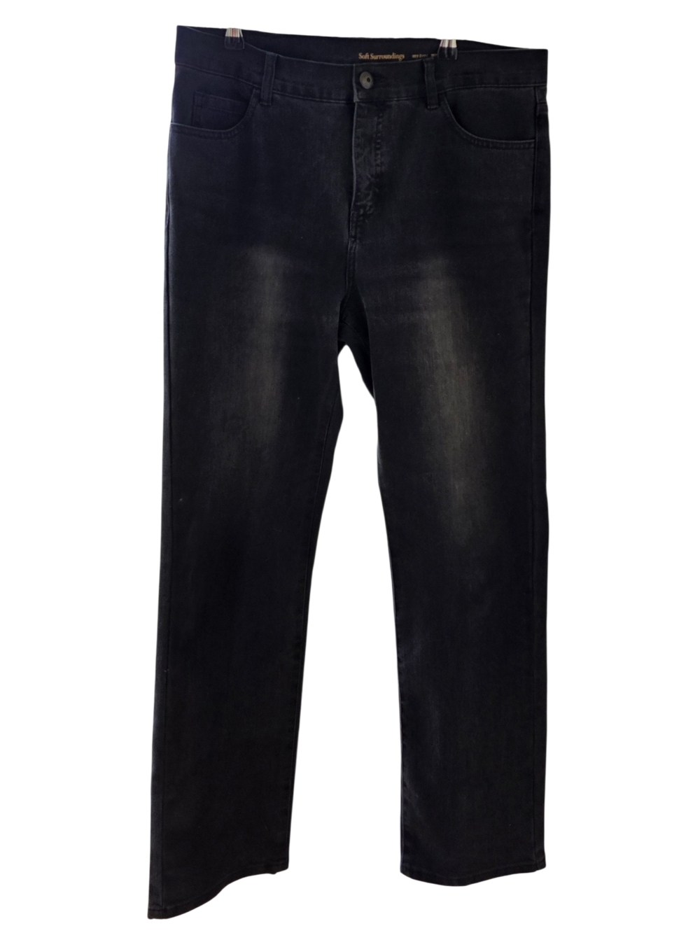 Soft Surroundings Classic Straight Leg Jeans | Black Sz 14 | Style 24851